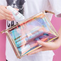 Low MOQ 100PCS Custom Logo New Fashion Transparent Laser Cosmetic Pouch Luxury Print Clear Holographic Makeup Bag